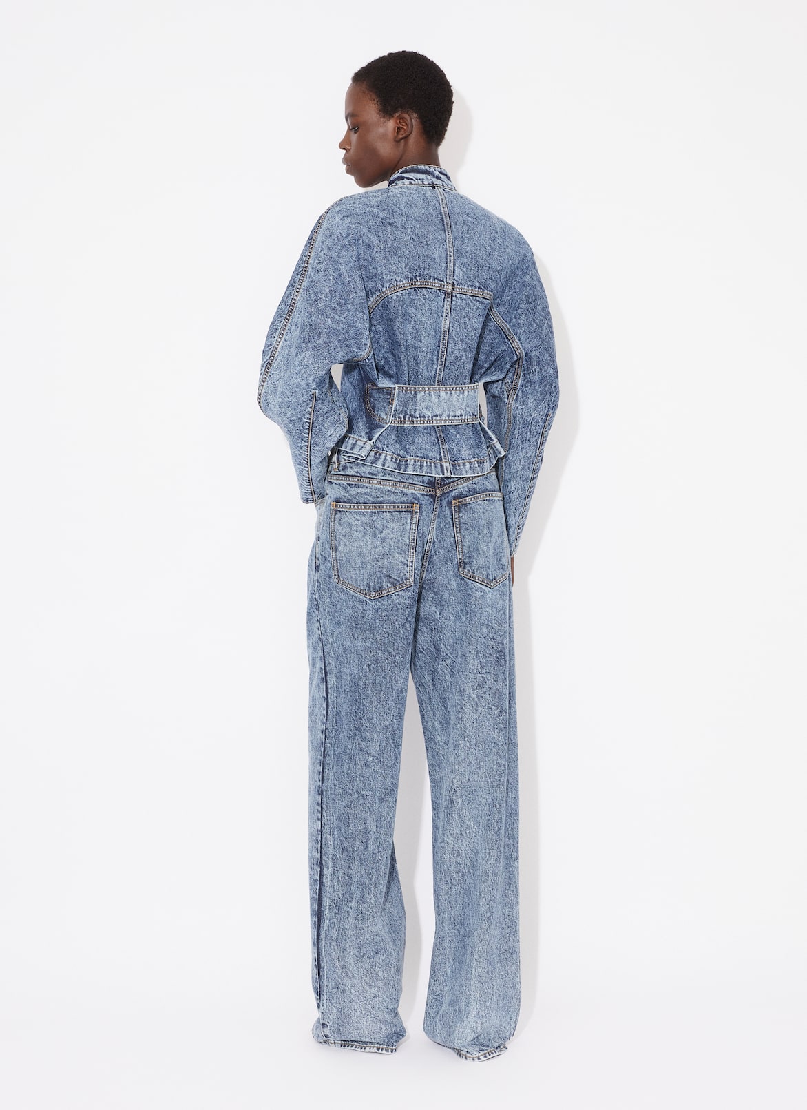 ROUND RACING JACKET IN SNOW DENIM ALAÏA LIGHT BLUE ROUND RACING JACKET IN SNOW DENIM